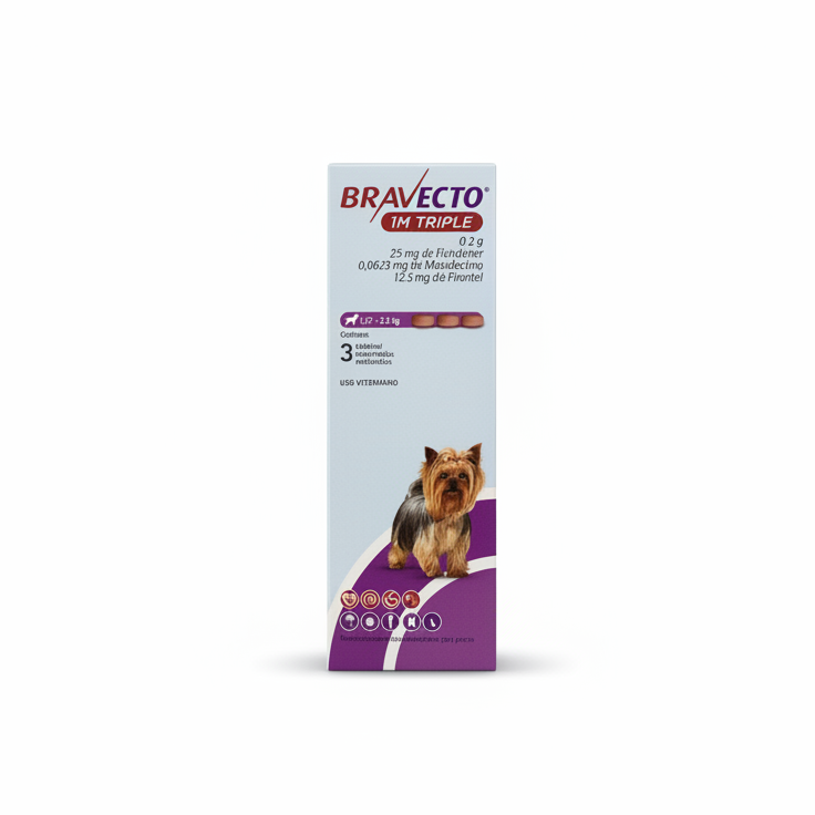 Bravecto 1M Triple (1.27 – 2.5 kg) – Tableta masticable