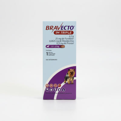 Bravecto 1M Triple (1.27 – 2.5 kg) – Tableta masticable