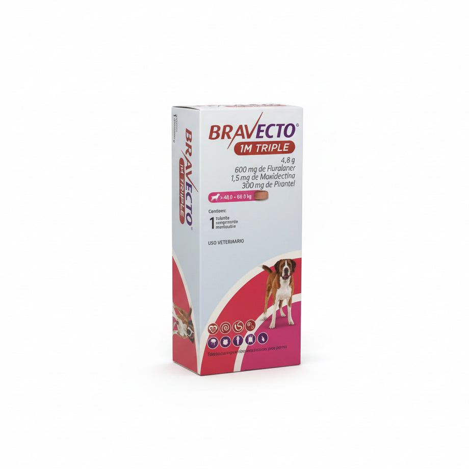 Bravecto 1M Triple para Perros (40 a 60 kg) – Tableta Masticable