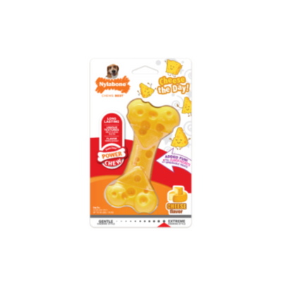 JUGUETE NYLABONE POWER CHEW HUESO SABOR A QUESO